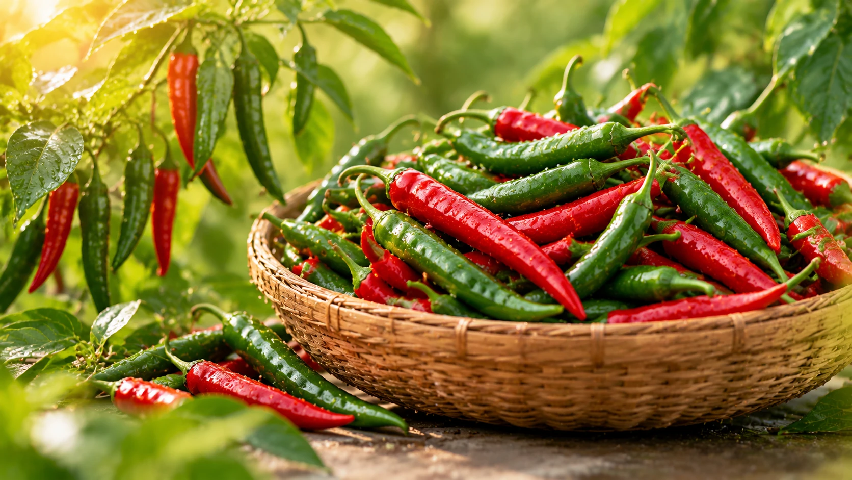 Decorative chilli crop illustration